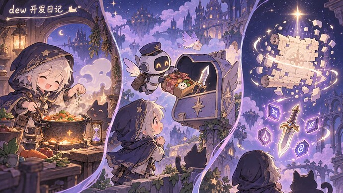 做饭、寄件与养成的概念漫画